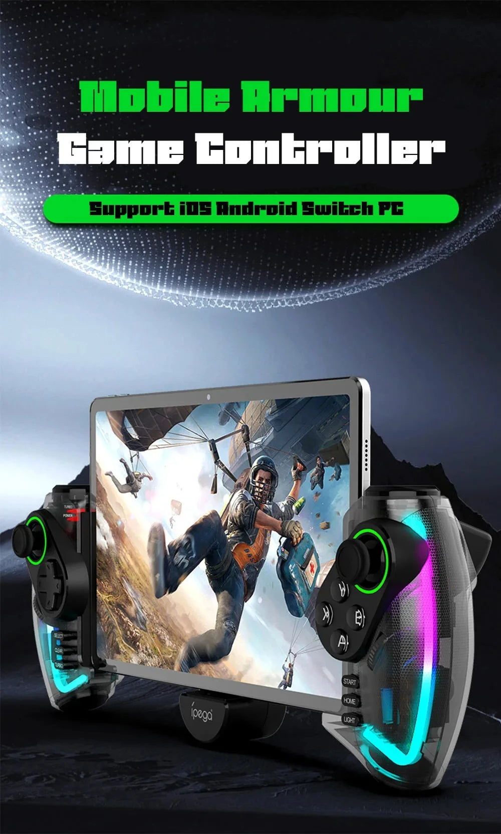 Ipega PG-9777S Bluetooth Gamepad For Nintendo Switch Android iOS iPad PC With RGB Light Linear Vibration Stretchable Controller