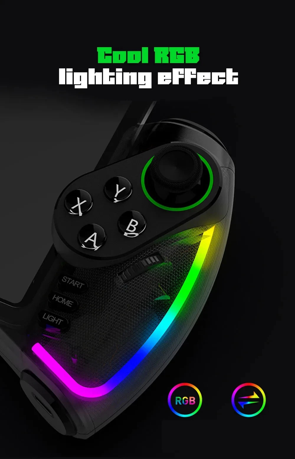 Gamepad Bluetooth Ipega PG-9777S para Nintendo Switch, Android, iOS, iPad, PC con luz RGB, vibración lineal, controlador extensible 