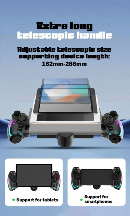 Gamepad Bluetooth Ipega PG-9777S para Nintendo Switch, Android, iOS, iPad, PC con luz RGB, vibración lineal, controlador extensible 